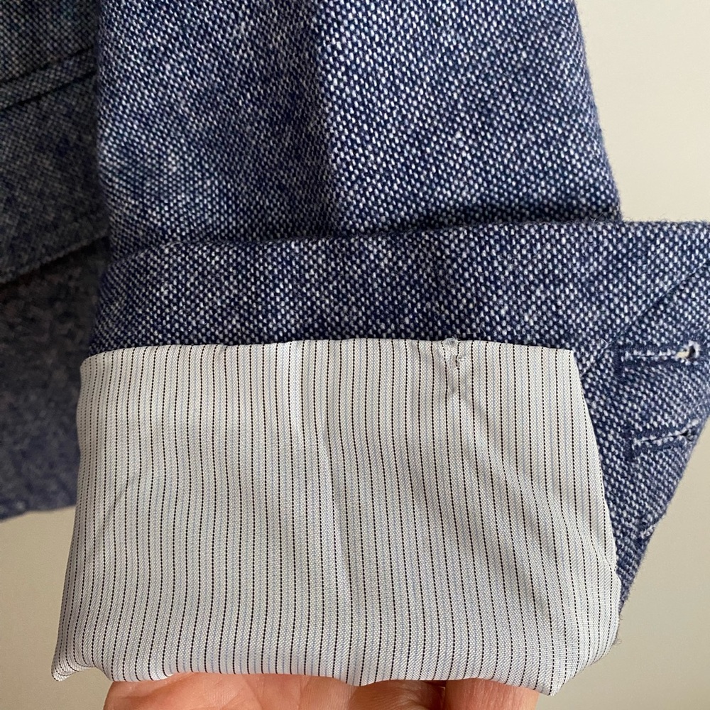 NWT Banana Republic Academy Tweed Blazer Wool Blend Blue Size 0 Petite - Picture 12 of 14